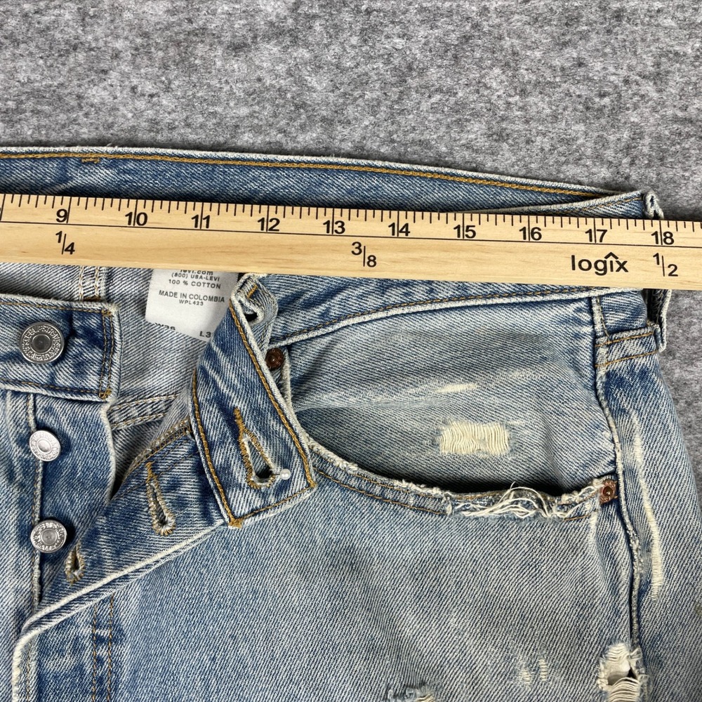 VTG Levis 501 Jeans Mens 36x32 Light Wash Thrashed Distressed Straight Leg Y2K - Picture 6 of 10